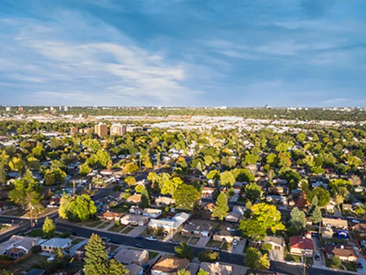 Aerial view of a town.