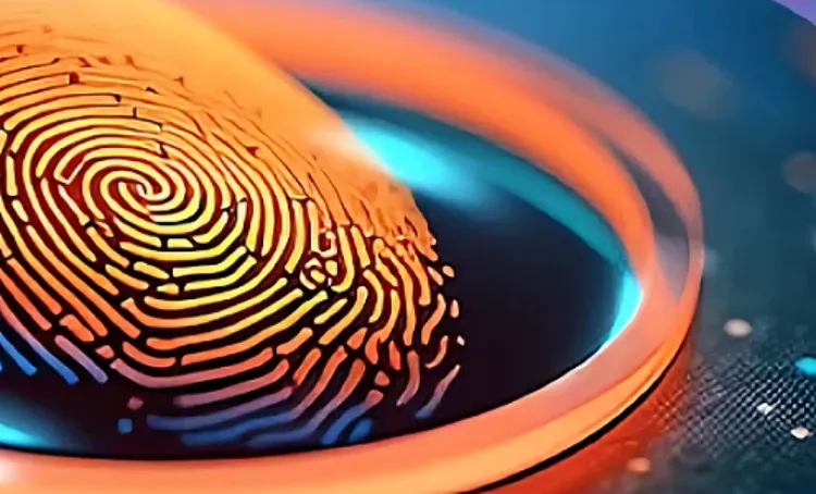 Close-up view of a digital orange fingerprint