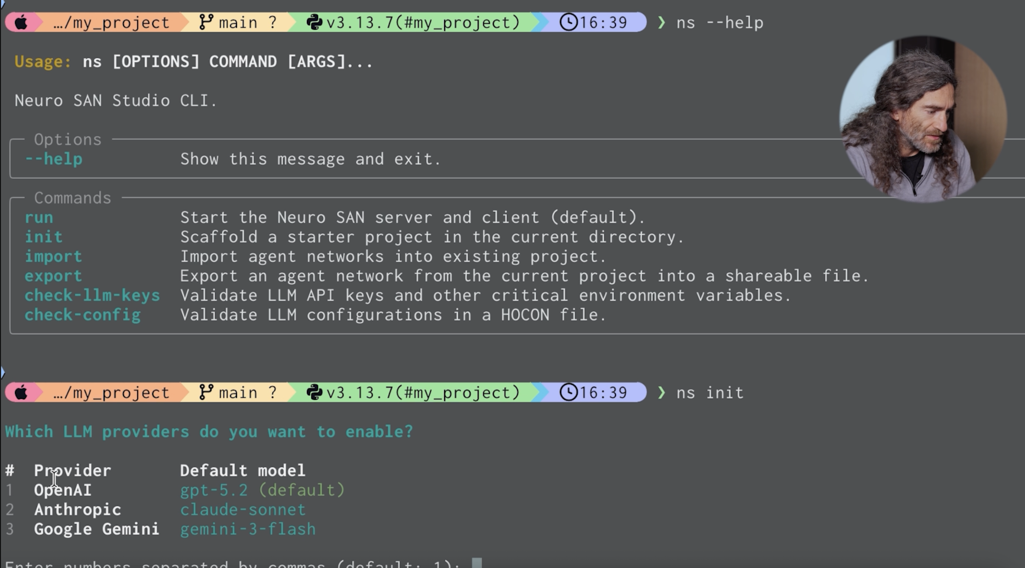 Code in terminal