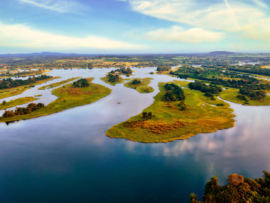 aerial view of water body and land