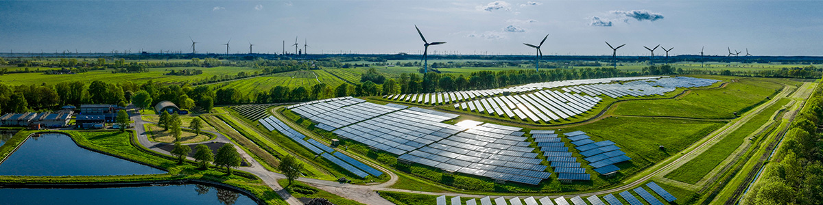 A large stretch of land powered with solar panels