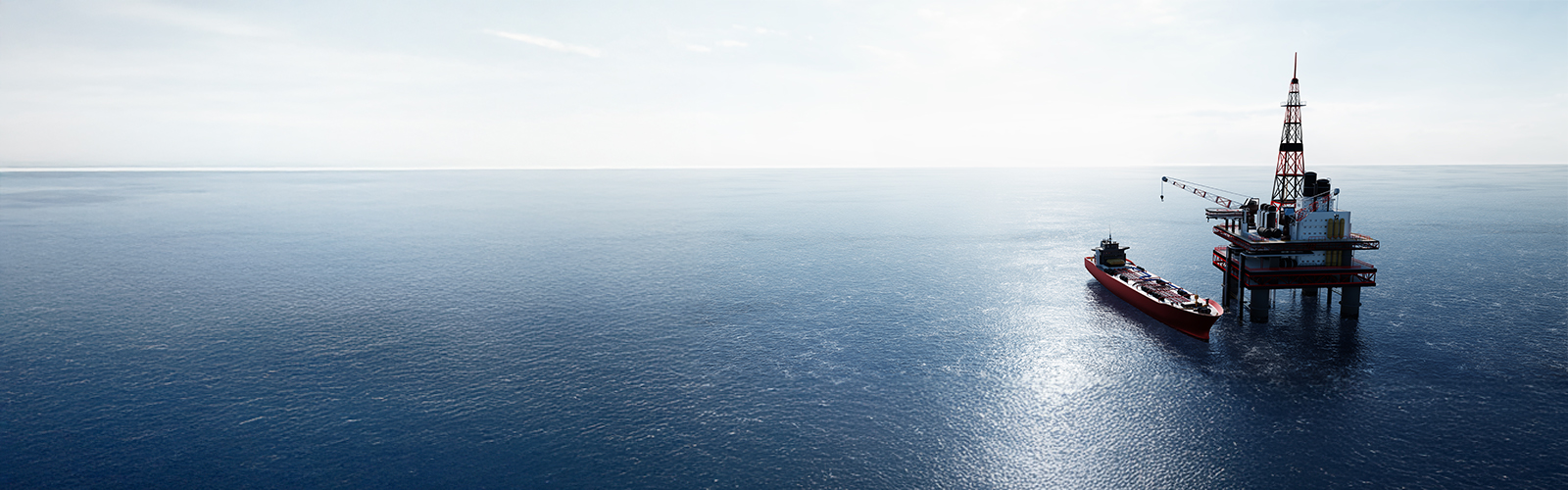 Vue aérienne d'une plateforme pétrolière en mer