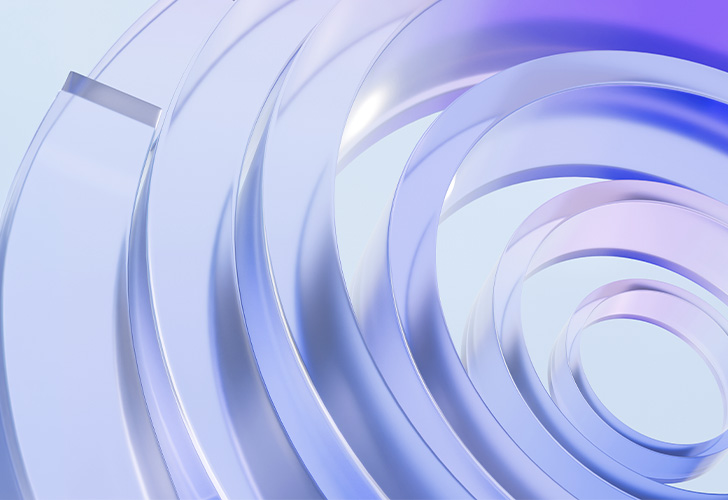 Abstract 3D circular rings symbolizing efficiency, cost optimization and digital transformation.