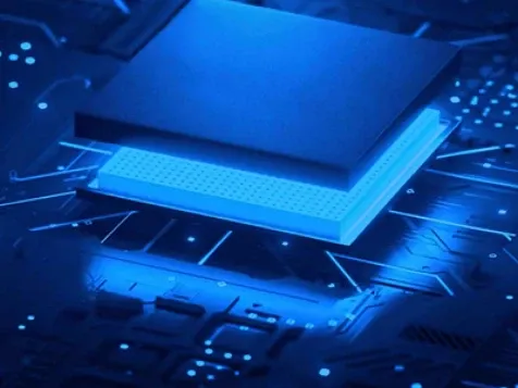 View of a stacked semiconductor chip.