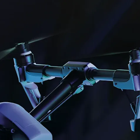 Up close view of a drone.