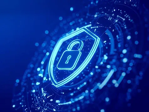 An image of a lock inside of a shield.