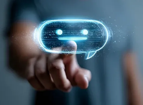 Man interacts with chatbot