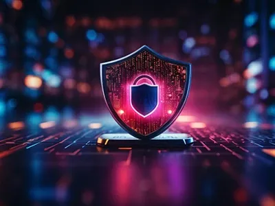 A shield structure with a lock inside on a digital table