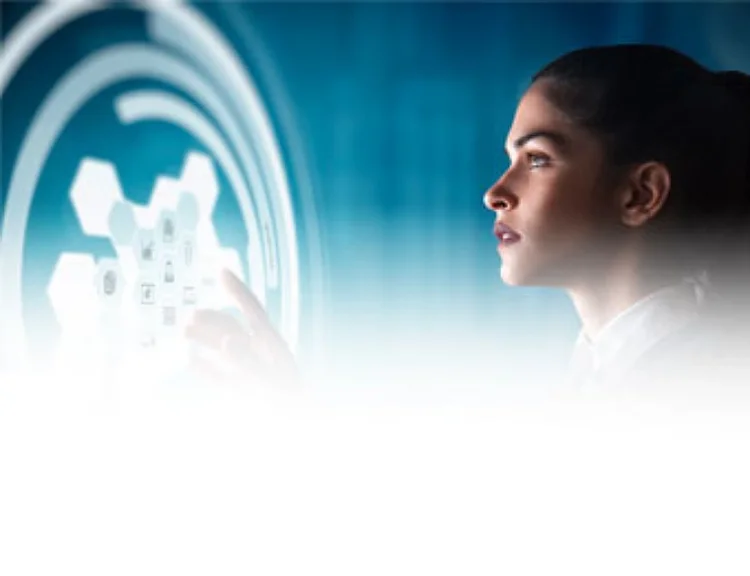 Lady looking at her dashboard.