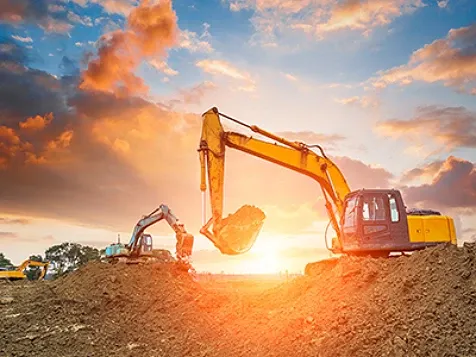 Industrial excavation units diging out soil