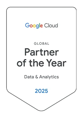Badge which says Global Partner of the Year Data & Analytics 2025