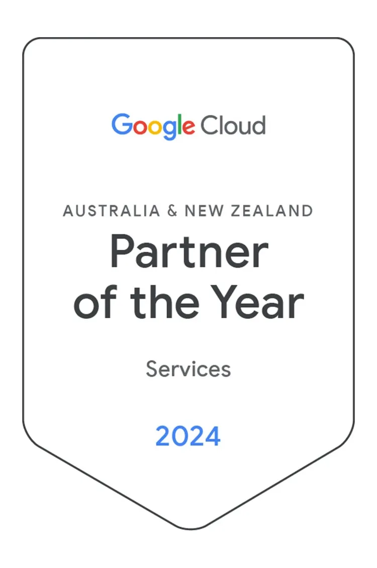 Badge which says Australia and New Zealand Partner of the Year Services 2024