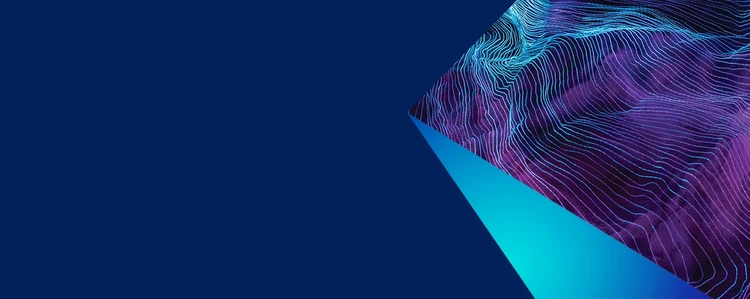 An abstract design with the Cognizant dark blue colored theme