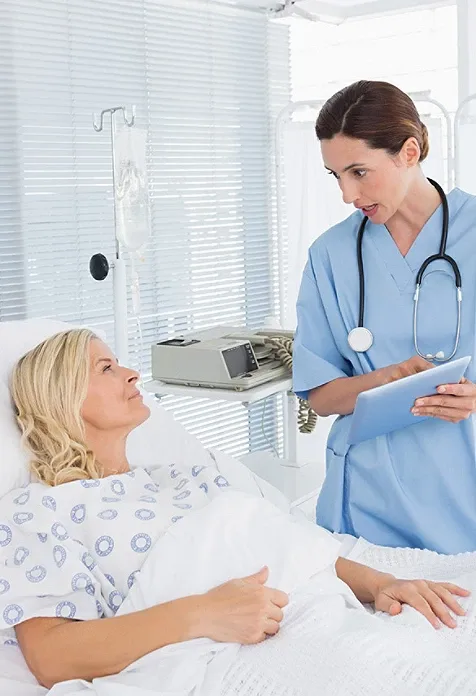 Doctor and patient conversing