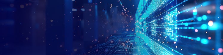 Abstract image of curving led lights in blue and pink colors