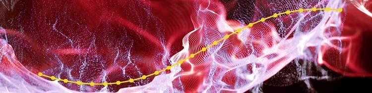 a red wave featuring vibrant light trails weaving through