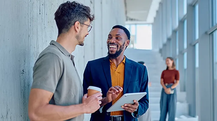 Two colleagues having a conversation