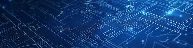 Abstract blue digital circuit network representing enterprise AI infrastructure