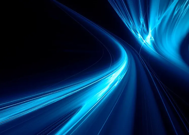 Abstract image of blue waves against a black background