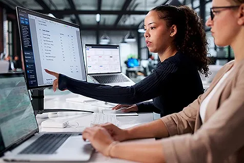 A women working at workstation in office