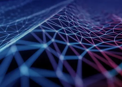 Abstract image of blue colored connected web-like patterns