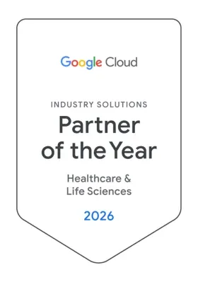 Badge which says Industry Solutions Partner of the Year Healthcare and Life Sciences 2026