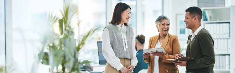 A woman with a tablet excited to do her work