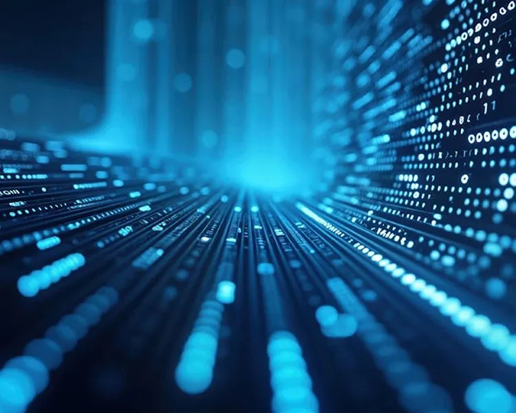 A blue illuminated dotted ray lines