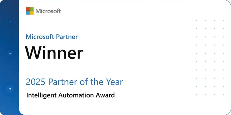 Microsoft intelligent automation partner of the year 2025 badge
